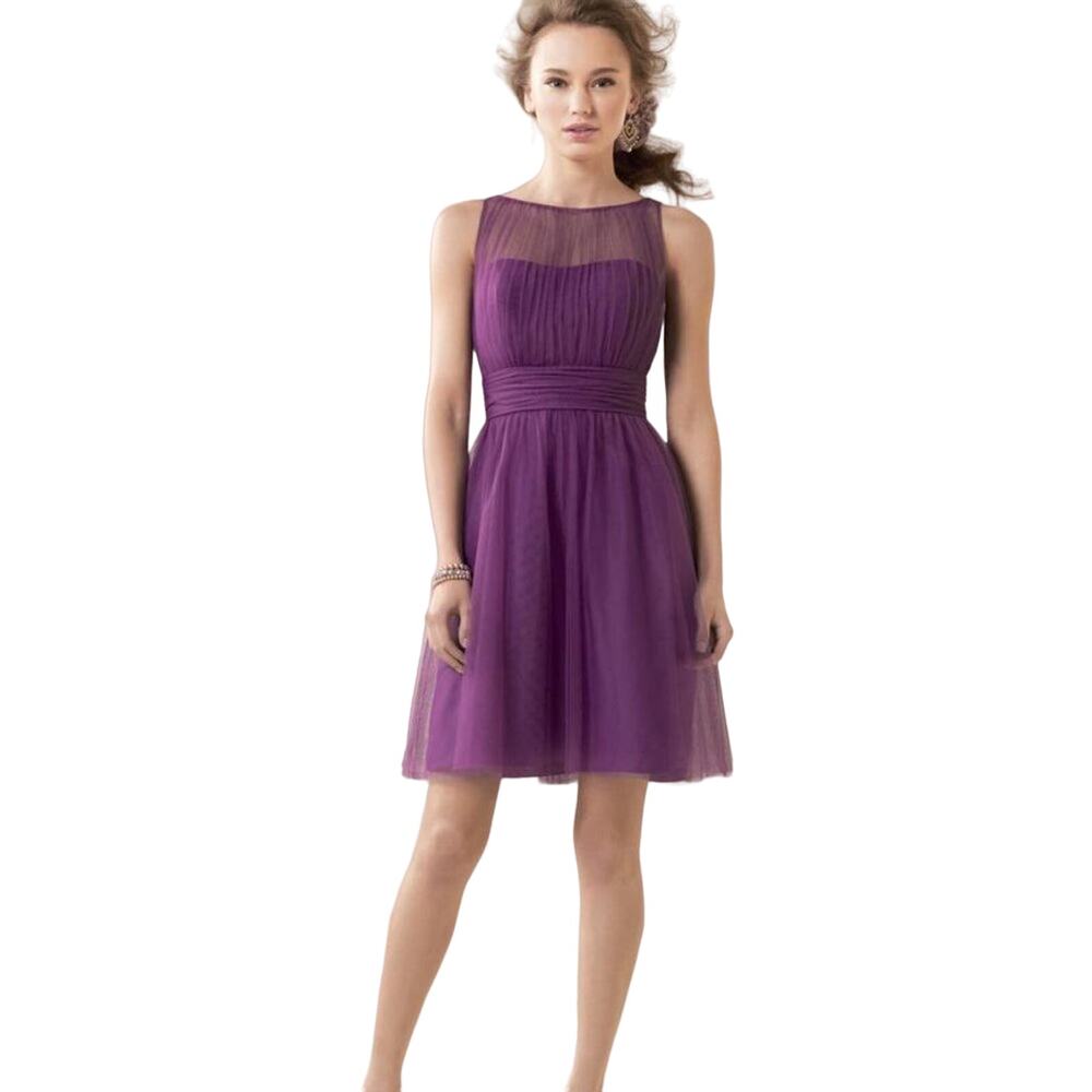 Alfred Angelo 8611S Sheer Yoke Short Bridesmaid Dress Size 8 NWT